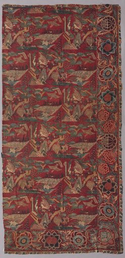 Chintz Bed Cover or Hanging with a Japanese-inspired Pattern, Right Half