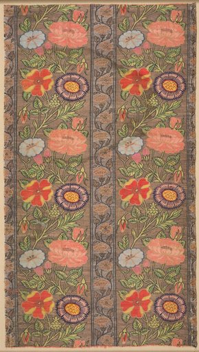 Floral striped silk on a golden ground