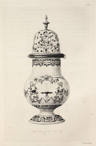 History of the Ceramic Art: A Descriptive and Philosophical Study of the Pottery of All Ages and All Nations: France: Moustieres- Sugar Caster, Blue Decoration (Plate IX)