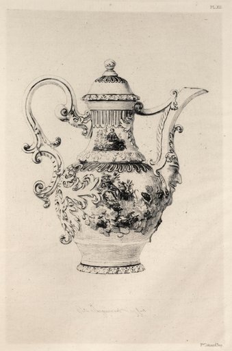 History of the Ceramic Art: A Descriptive and Philosophical Study of the Pottery of All Ages and All Nations: Saxony: Dresden- Hard Porcelain- Ewer in Relief, with Figures in Violet Cámaïeu (Plate XII)