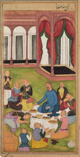 Mary Magdalene Presents Ointment to Jesus (folio 102 verso), from a Mirror of Holiness (Mir’at al-quds) of Father Jerome Xavier