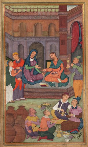 The Marriage at Cana (folio 58 verso), from a Mirror of Holiness (Mir’at al-quds) of Father Jerome Xavier