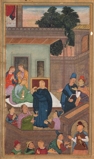 Jesus Raises Jairus’s Daughter from the Dead (folio 82 verso), from a Mirror of Holiness (Mir’at al-quds) of Father Jerome Xavier