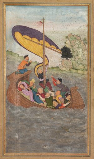 Jesus being awakened during a tempest on the Sea of Galilee (folio 77 recto), from a Mirror of Holiness (Mir’at al-quds) of Father Jerome Xavier