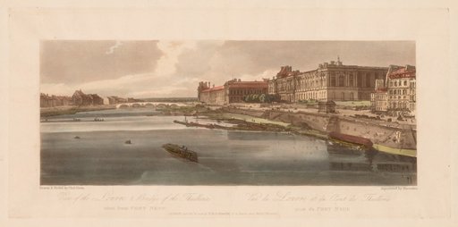 A Selection of Twenty of the Most Picturesque Views in Paris: View of the Louvre & Bridge of the Thuilleries taken from Pont Neuf
