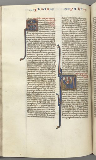 Fol. 148v, Chronicles I, historiated initial A, three descendants of Adam