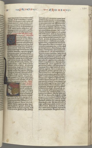 Fol. 190r,Tobit, historiated initial T, Tobit sleeping on a bed