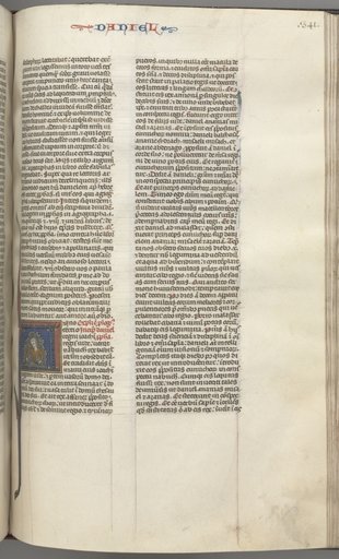 Fol. 341r, Daniel, historiated initial A, Daniel in the lions’ den