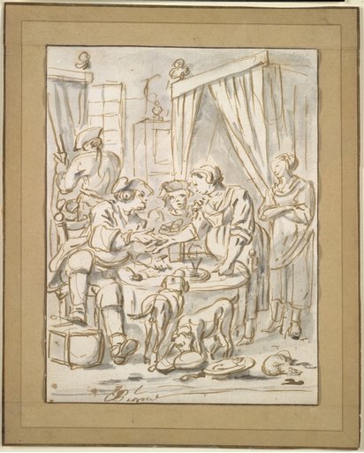 Interior Scene with Soldiers at a Table