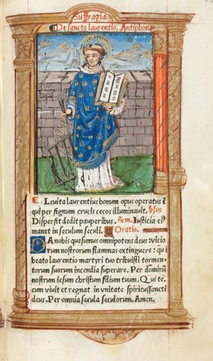 Printed Book of Hours (Use of Rome): fol. 101r, St. Lawrence