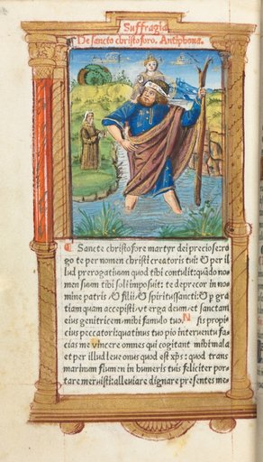 Printed Book of Hours (Use of Rome): fol. 101v, St. Christopher