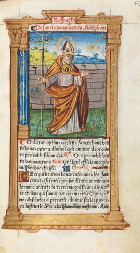 Printed Book of Hours (Use of Rome): fol. 107r, St. Bonaventura