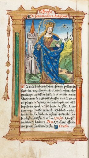 Printed Book of Hours (Use of Rome): fol. 110v, St. Barbara