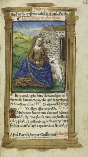 Printed Book of Hours (Use of Rome): fol. 112r, St. Agnes