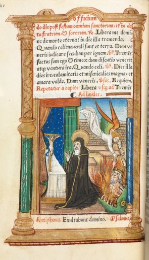 Printed Book of Hours (Use of Rome): fol. 84v, Dominican Nun in Prayer