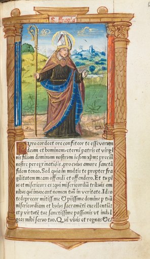 Printed Book of Hours (Use of Rome): fol. 96r, St. Augustine