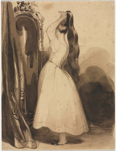 Young Woman Combing Her Hair