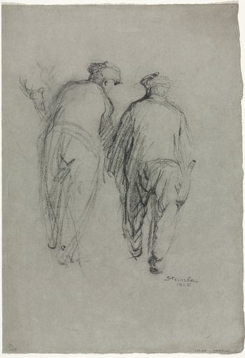 Two Men Working, Rear View