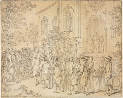 A Procession Entering a Church