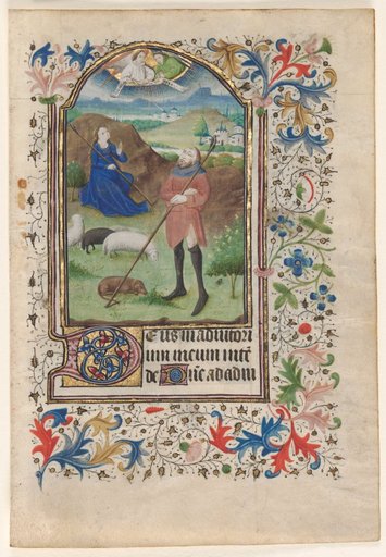 Leaf from a Book of Hours: Annunciation to the Shepherds