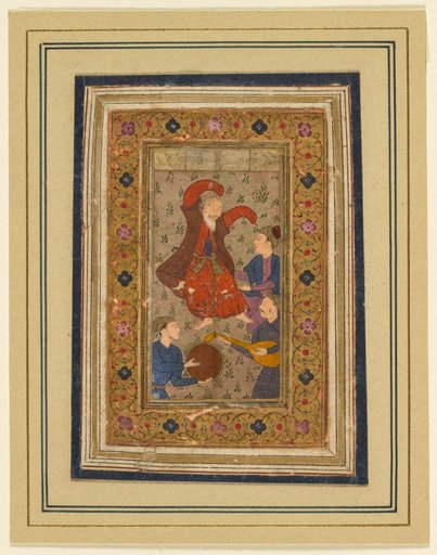 A dancing dervish and three musicians, from a Divan (Collected Poems) of Urfi (Persian, 1555–1591)
