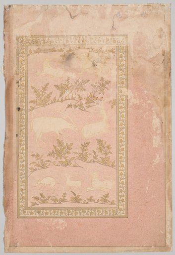 Stenciled Scenes of Lion and Gazelle (verso)