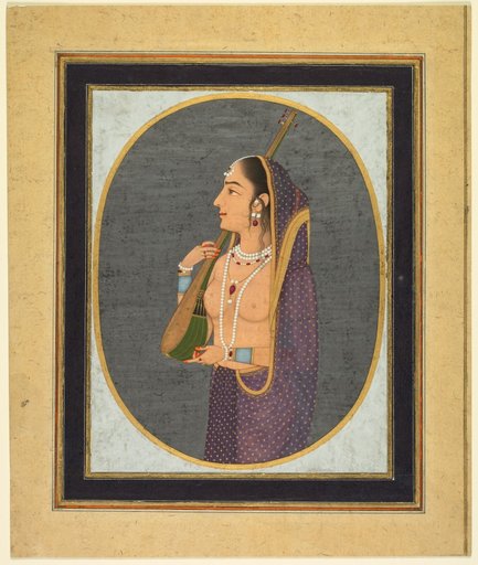 Court lady singing and playing the vina (recto)