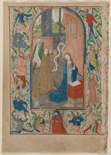 Leaf from a Book of Hours: The Annunciation (recto)