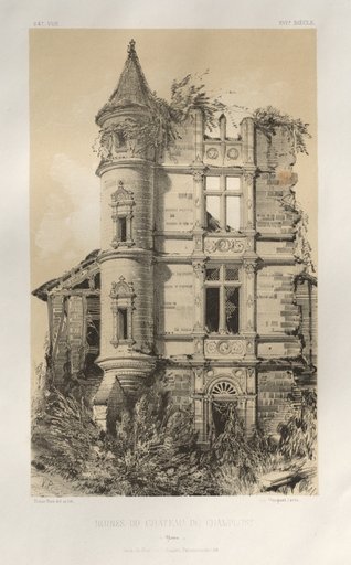 Architecture Pittoresque ou Monuments des xveme. Et xvieme. Siecles: Chateaux De France des XV et XVI Siecles: Pl. 24, Ruines Du Chateau De Champlost (Yonne)