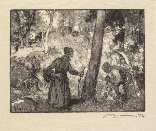 Fontainebleau Forest: Mushroom Hunters at the Rocher Bernard (La Forêt de Fontainebleau: Au rocher Bernard, chercheurs de champignons)