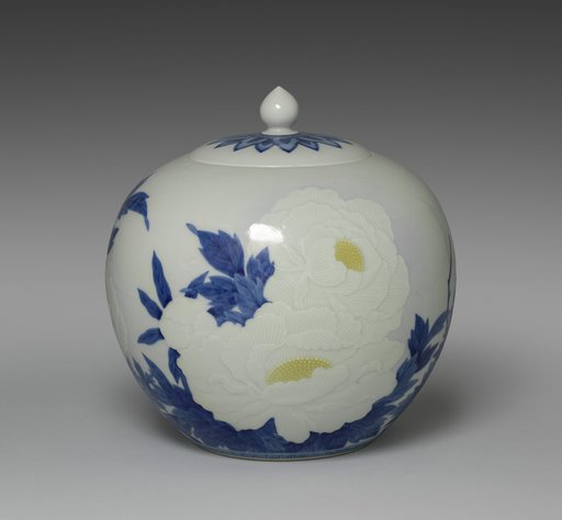 Lidded Jar with Peonies