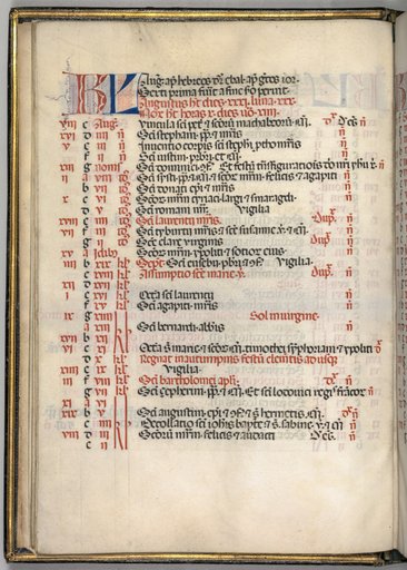 Missale: Fol. 6v: August Calendar Page