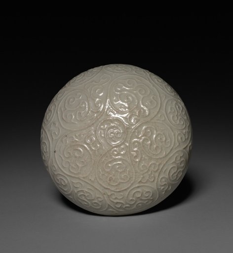Round Covered Box with Floral Scrolls in Relief: Qingbai type Ware (lid)