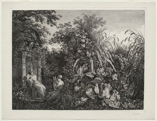 Youth Playing a Lyre to a Maiden by a Fountain