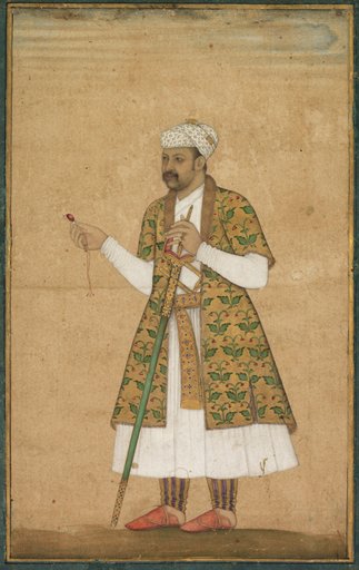 A Courtier, Possibly Khan Alam, Holding a Spinel and a Deccan Sword