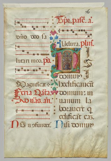 Leaf from an Antiphonary: Floral Initial (recto)