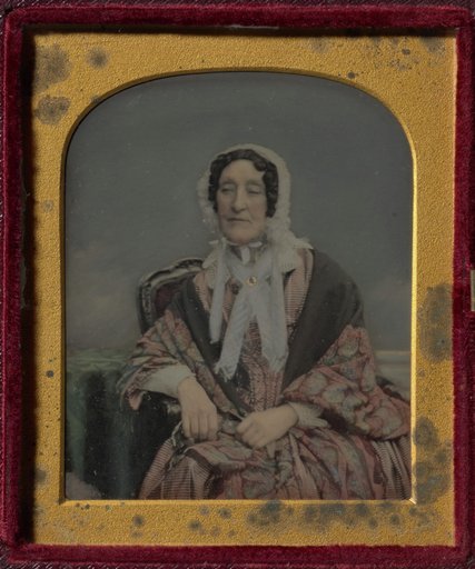 High-born lady in white bonnet