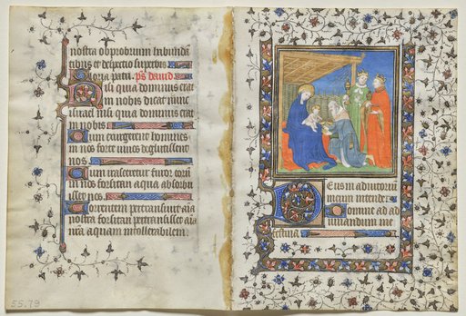 Bifolio from a Book of Hours: Adoration of the Magi (recto)