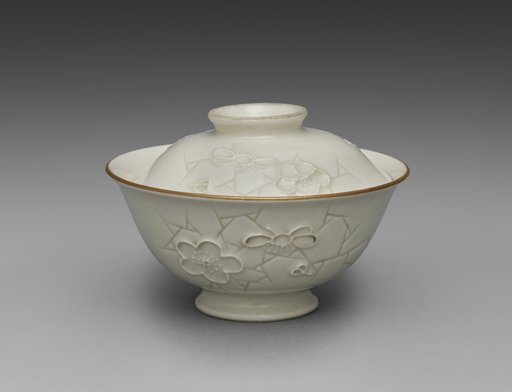 Covered Bowl from Dining Set with Plum Blossoms and Cracked-Ice