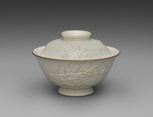 Covered Bowl from Dining Set with Plum Blossoms and Cracked-Ice