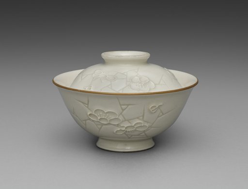 Covered Bowl from Dining Set with Plum Blossoms and Cracked-Ice