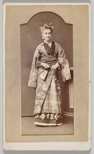 Untitled (white woman in Japanese kimono with fan)