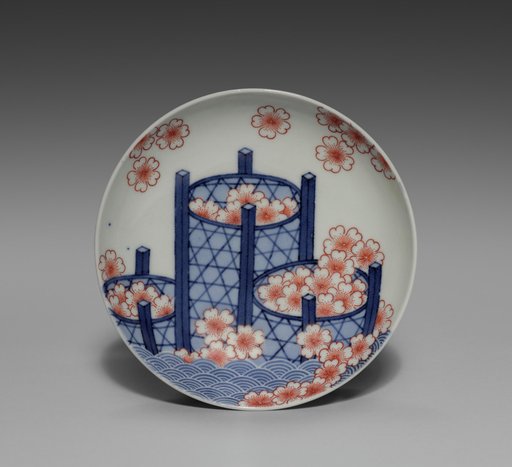 Small Dish (Kozara) with Cherry Blossoms in Baskets