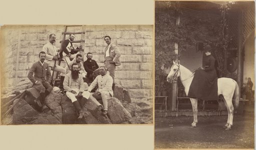 Managing staff of Meprs. Glover & Co. at Sindh Bridge (recto, top); Untitled: Woman on horse (verso, right)