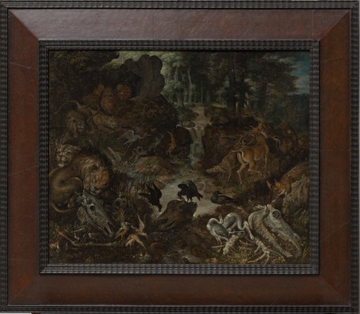 Lions and Fox in a Rugged Landscape