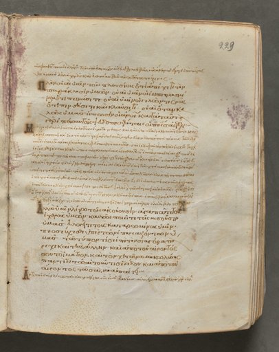 Text, folio 229 (recto), from a Gospel Book with Commentaries