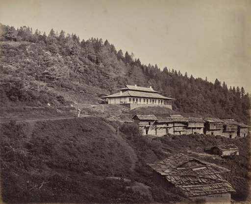 The Upper Himmalayahs. Village of Harkundu with Traveller's Bungalow in Rest-House