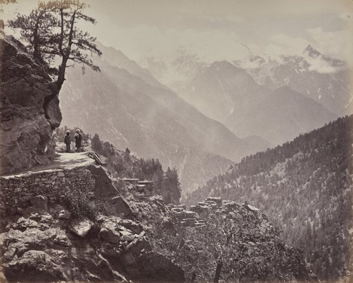 The Upper Himmalayahs. View on the New Road between India and China. Mt. Pangi with the Snowy Peaks of China in the Distance