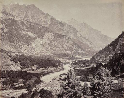 The Upper Himmalayahs. View in the Buspa Valley from Sangla