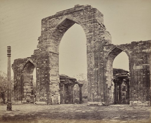 Delhi. Great Arch and Iron Pillar Near the Kootub Minar, Ruin of Old Delhi